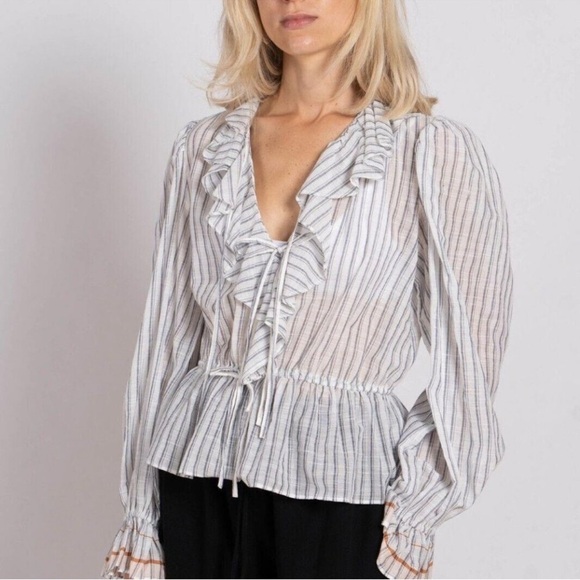 ULLA JOHNSON Kalila Blouse in Cloud Size 2 - Picture 2 of 11